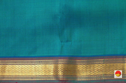 Green And Blue Double Shade Kanchipuram Silk Saree Light Weight Handwoven Pure Silk Pure Zari For Office Wear PV ABI 1206 - Silk Sari - Panjavarnam PV ABI 1206