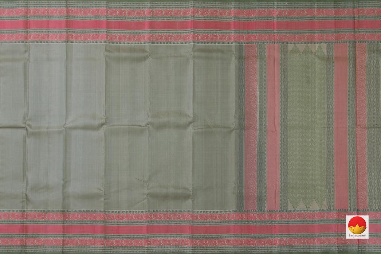 Green And Blue Dual Shade Kanchipuram Silk Saree Handwoven Pure Silk No Zari For Office Wear PV RM NZ 421 - Silk Sari - Panjavarnam