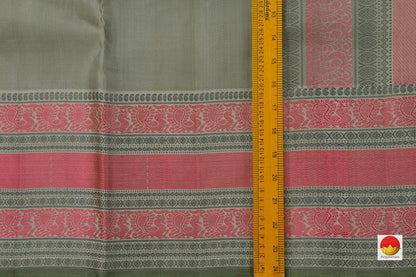 Green And Blue Dual Shade Kanchipuram Silk Saree Handwoven Pure Silk No Zari For Office Wear PV RM NZ 421 - Silk Sari - Panjavarnam