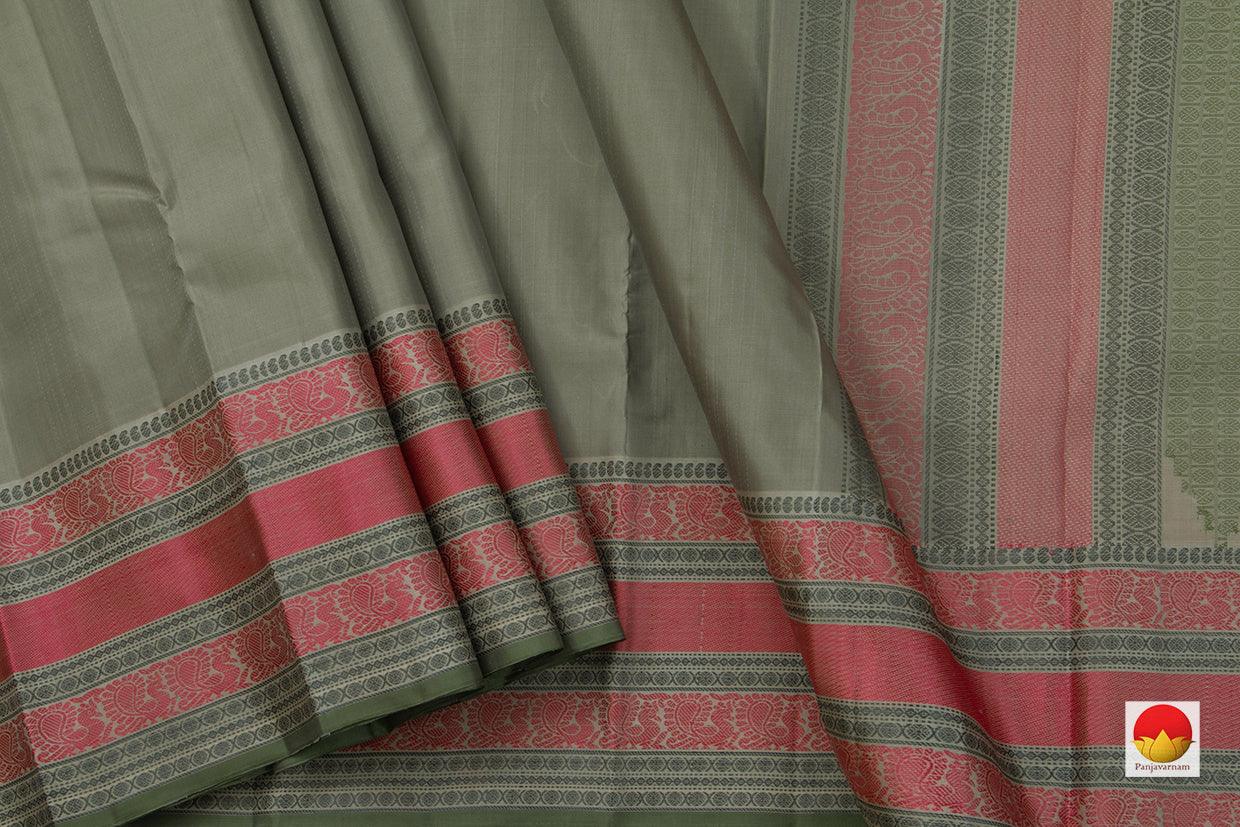 Green And Blue Dual Shade Kanchipuram Silk Saree Handwoven Pure Silk No Zari For Office Wear PV RM NZ 421 - Silk Sari - Panjavarnam PV RM NZ 421