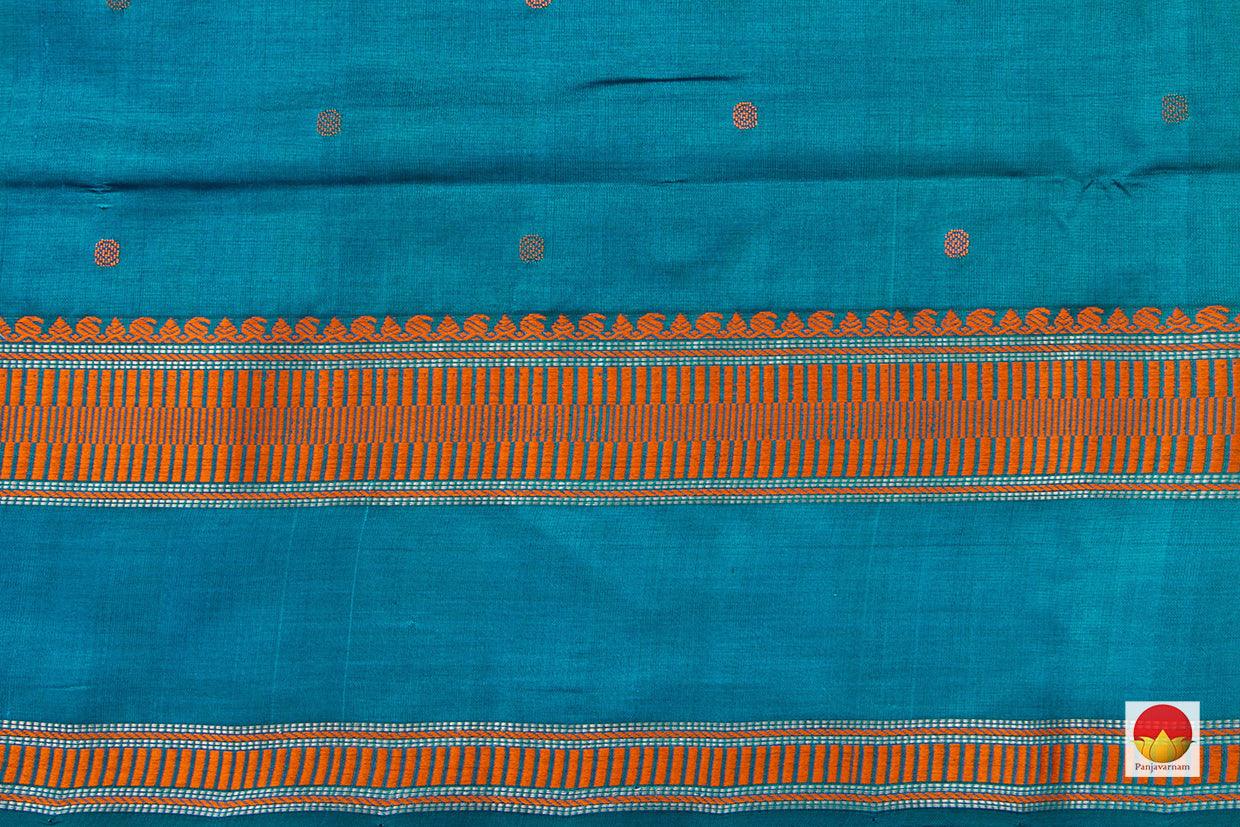 Green And Blue Kanchi Silk Cotton Saree With Silk Thread Work Handwoven For Office Wear PV KSC 1217 - Silk Cotton - Panjavarnam PV KSC 1217