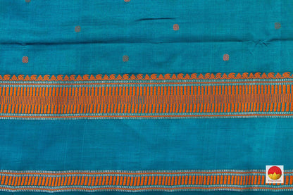 Green And Blue Kanchi Silk Cotton Saree With Silk Thread Work Handwoven For Office Wear PV KSC 1217 - Silk Cotton - Panjavarnam PV KSC 1217