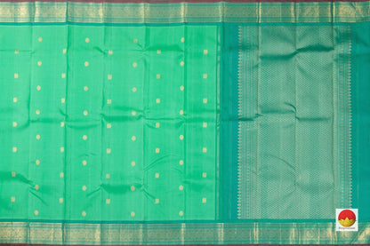 Green And Blue Kanchipuram Silk Saree Handwoven Pure Silk Pure Zari For Festive Wear PV J 3152 - Silk Sari - Panjavarnam