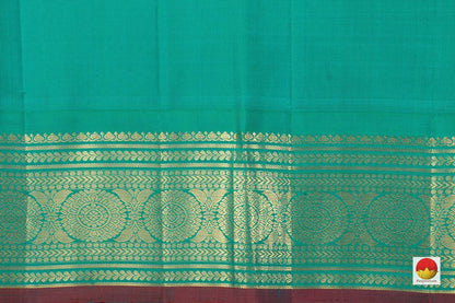 Green And Blue Kanchipuram Silk Saree Handwoven Pure Silk Pure Zari For Festive Wear PV J 3152 - Silk Sari - Panjavarnam