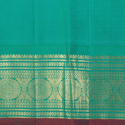 Green And Blue Kanchipuram Silk Saree Handwoven Pure Silk Pure Zari For Festive Wear PV J 3152 - Silk Sari - Panjavarnam PV J 3152