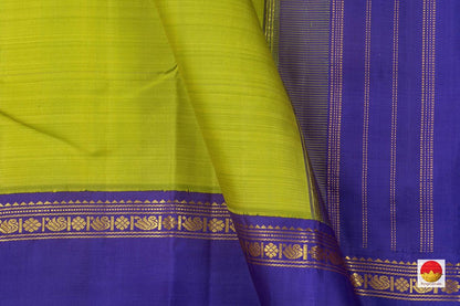 Green And Blue Kanchipuram Silk Saree Handwoven Pure Silk Pure Zari For Festive Wear PV NYC 808 - Silk Sari - Panjavarnam