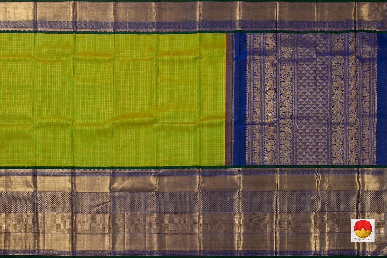 Green And Blue Kanchipuram Silk Saree With Korvai Contrast Border Handwoven Pure Silk Pure Zari For Wedding Wear PV NYC 737 - Silk Sari - Panjavarnam PV NYC 737