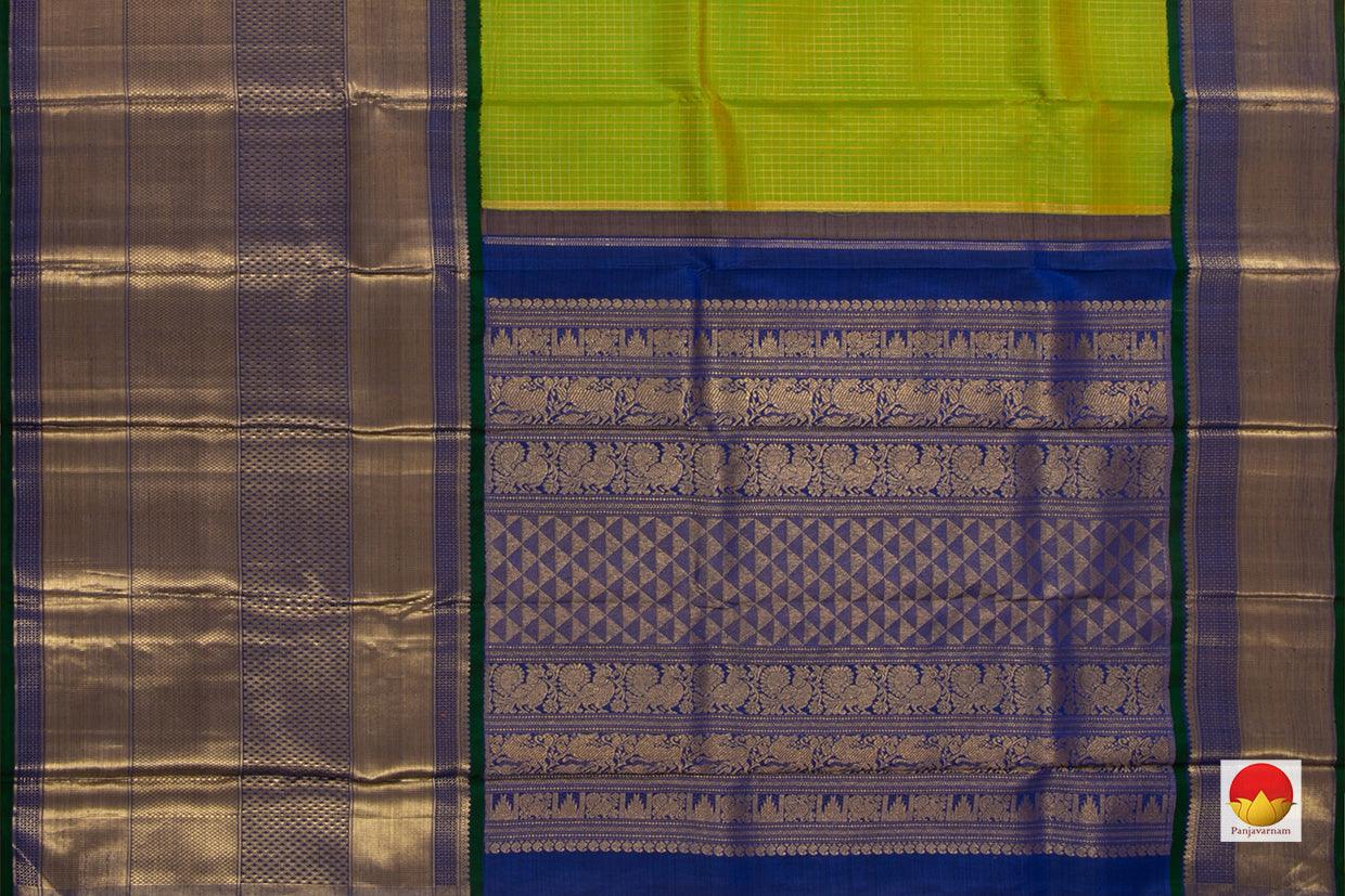 Green And Blue Kanchipuram Silk Saree With Korvai Contrast Border Handwoven Pure Silk Pure Zari For Wedding Wear PV NYC 737 - Silk Sari - Panjavarnam PV NYC 737