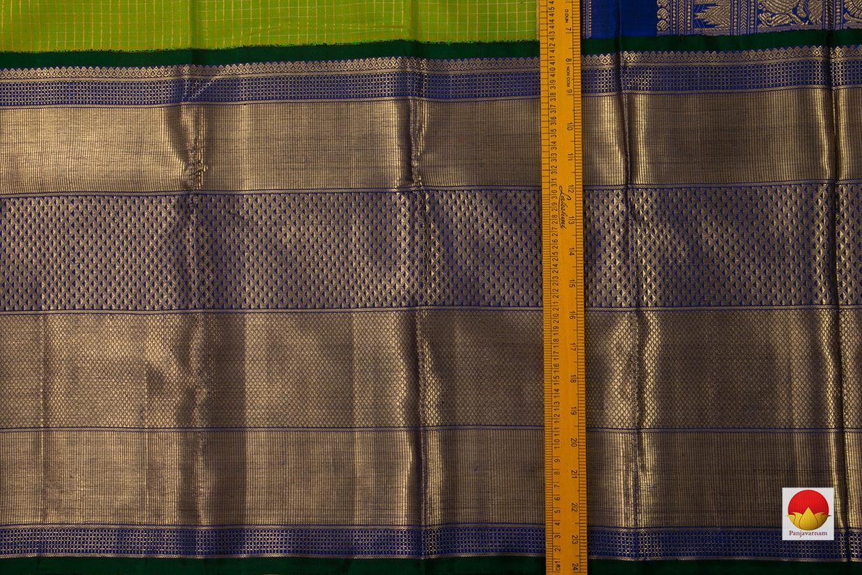 Green And Blue Kanchipuram Silk Saree With Korvai Contrast Border Handwoven Pure Silk Pure Zari For Wedding Wear PV NYC 737 - Silk Sari - Panjavarnam PV NYC 737