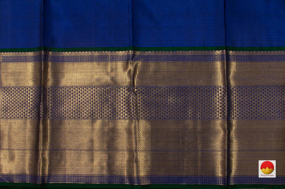 Green And Blue Kanchipuram Silk Saree With Korvai Contrast Border Handwoven Pure Silk Pure Zari For Wedding Wear PV NYC 737 - Silk Sari - Panjavarnam PV NYC 737