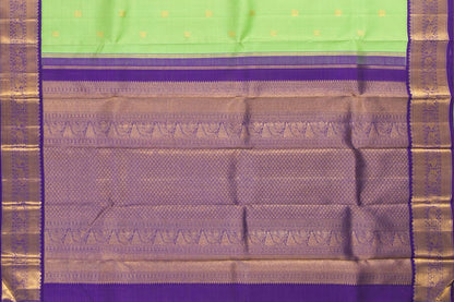 Green And Blue Kanchipuram Silk Saree With Medium Border Handwoven Pure Silk For Wedding Wear PV NYC 1067 - Silk Sari - Panjavarnam