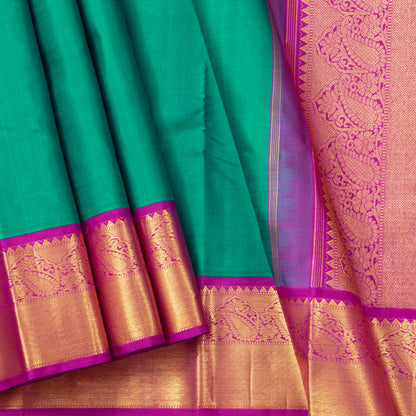 Green And Magenta Kanchipuram Silk Saree For Festival Wear PV NYC 1516 - Silk Sari - Panjavarnam PV NYC 1516