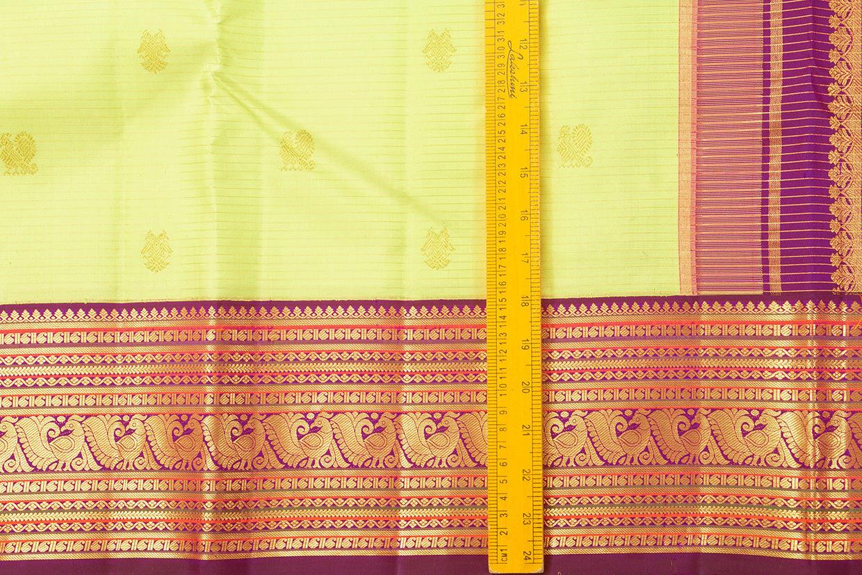 Green And Magenta Kanchipuram Silk Saree With Gold Zari Gandaberunda Motifs And Medium Border Handwoven Pure Silk For Wedding Wear PV 2033 - Silk Sari - Panjavarnam