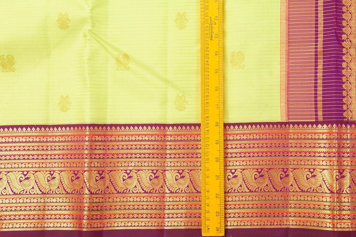 Green And Magenta Kanchipuram Silk Saree With Gold Zari Gandaberunda Motifs And Medium Border Handwoven Pure Silk For Wedding Wear PV 2033 - Silk Sari - Panjavarnam PV 2033