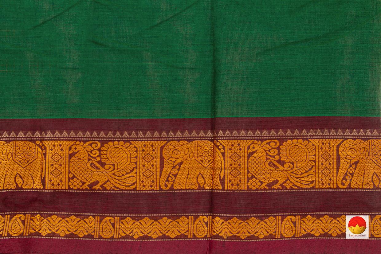Green And Maroon Checked Kanchi Cotton Saree For Office Wear PV KC 365 - Cotton Saree - Panjavarnam