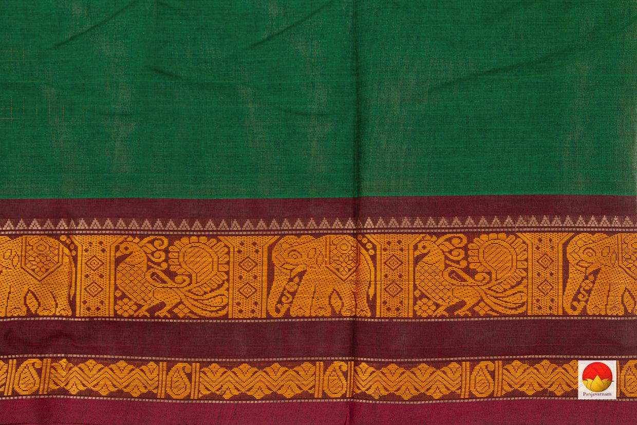 Green And Maroon Checked Kanchi Cotton Saree For Office Wear PV KC 365 - Cotton Saree - Panjavarnam PV KC 365