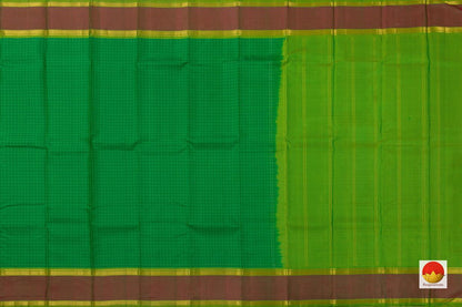 Green And Maroon Checked Kanchipuram Silk Saree Handwoven Pure Silk Pure Zari For Festive Wear PV NYC 884 - Silk Sari - Panjavarnam PV NYC 884