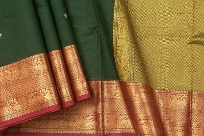 Green And Maroon Kanchi Cotton Saree For Office Wear PV NYC KC 1057 - Cotton Saree - Panjavarnam PV NYC KC 1057