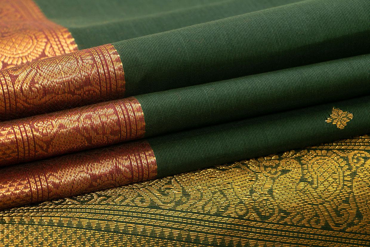 Green And Maroon Kanchi Cotton Saree For Office Wear PV NYC KC 1057 - Cotton Saree - Panjavarnam PV NYC KC 1057