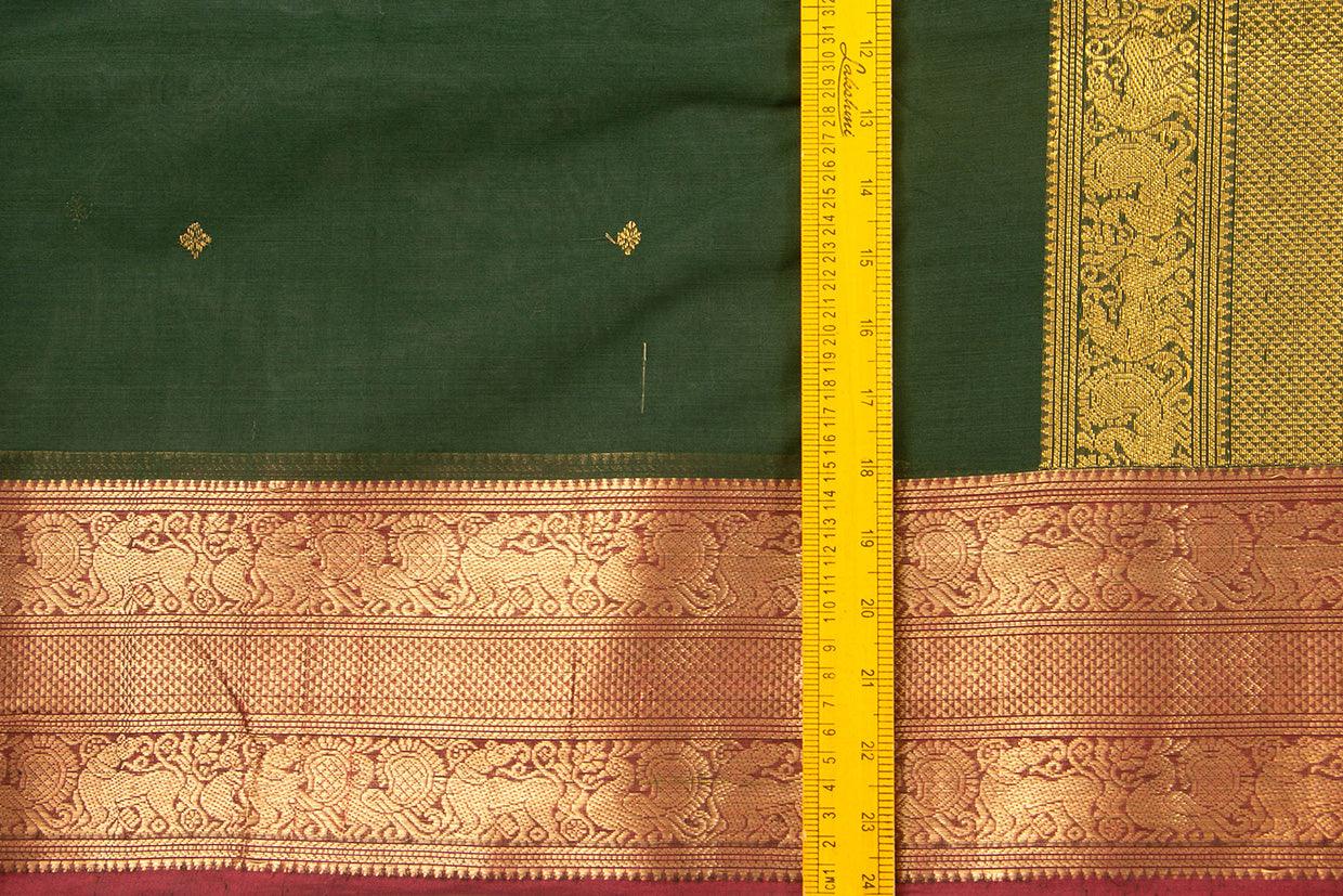 Green And Maroon Kanchi Cotton Saree For Office Wear PV NYC KC 1057 - Cotton Saree - Panjavarnam PV NYC KC 1057