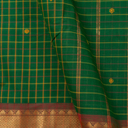 Green And Maroon Kanchi Cotton Saree PV MM KC 288 - Cotton Saree - Panjavarnam PV MM KC 288
