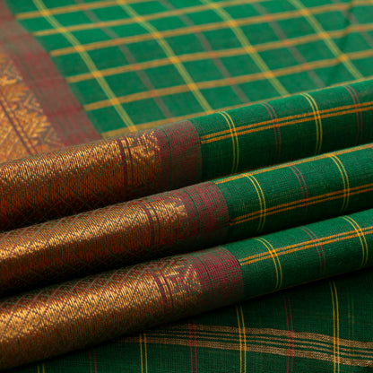 Green And Maroon Kanchi Cotton Saree PV MM KC 288 - Cotton Saree - Panjavarnam PV MM KC 288