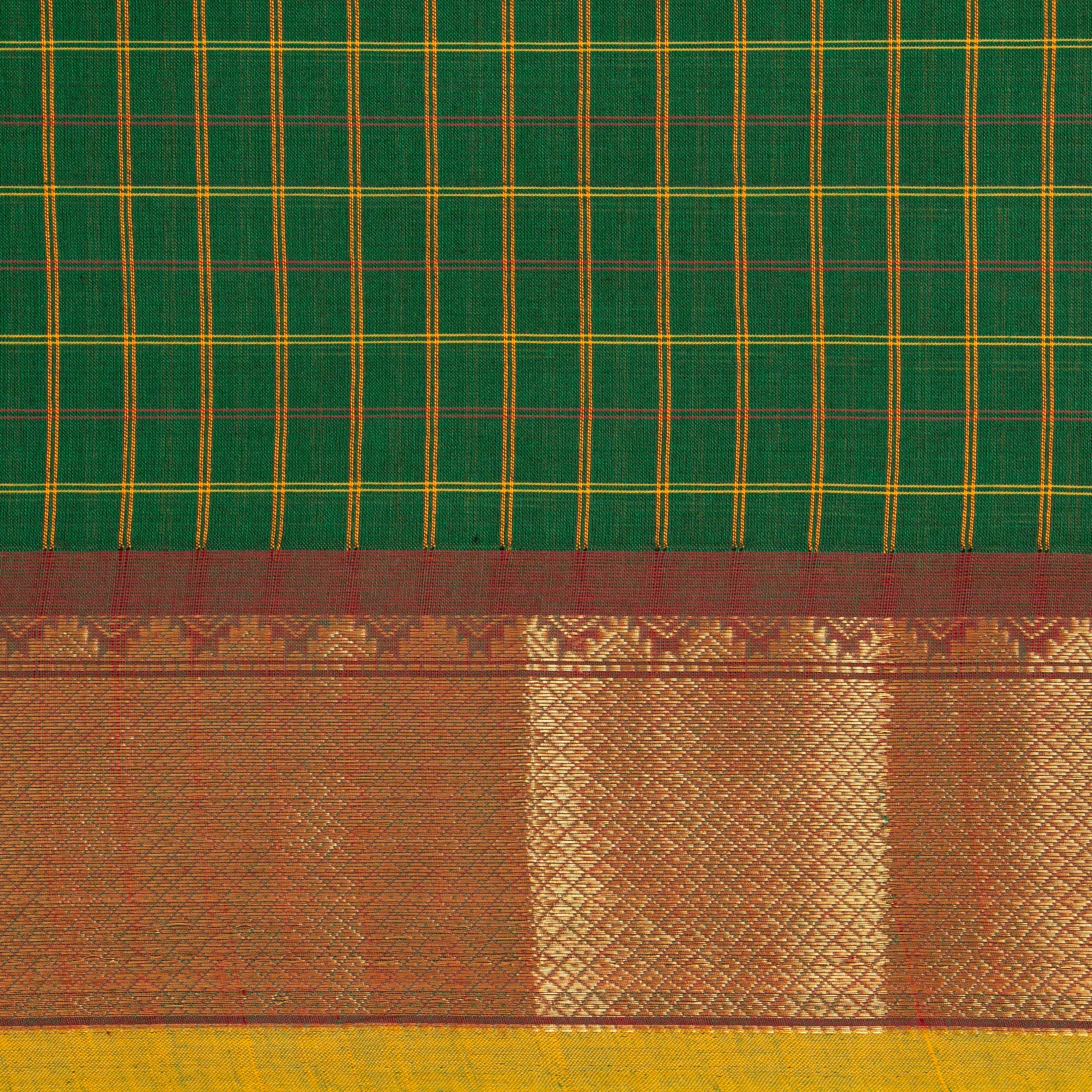 Green And Maroon Kanchi Cotton Saree PV MM KC 288 - Cotton Saree - Panjavarnam PV MM KC 288