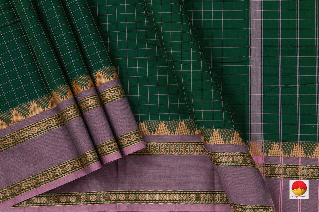 Green And Mauve Chettinad Cotton Saree For Casual Wear PV SK CC 119 - Cotton Saree - Panjavarnam