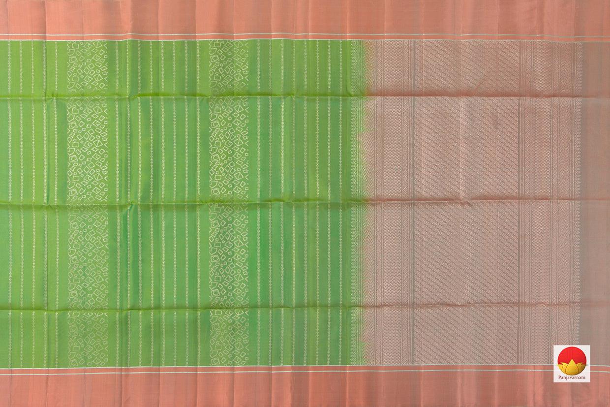 Green And Peach Handwoven Soft Silk Saree Pure Silk For Festive Wear PV KU 102 - Silk Sari - Panjavarnam