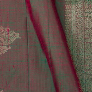 Green And Pink Kanchipuram Borderless Soft Silk Saree For Festive Wear PV NYC 1555 - Silk Sari - Panjavarnam PV NYC 1555