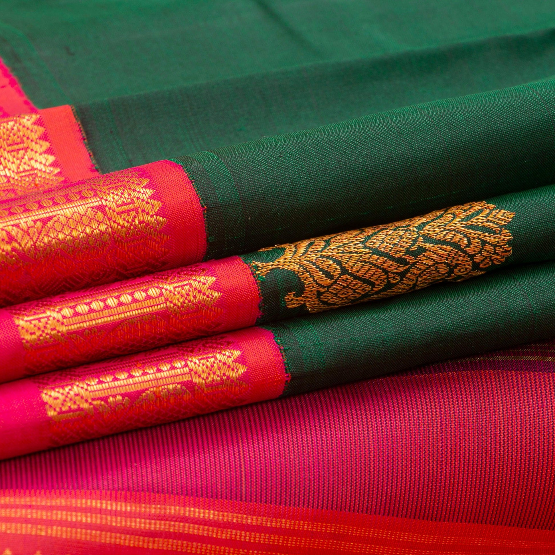 Green And Pink Kanchipuram Silk Saree For Festive Wear PV NYC 1281 - Silk Sari - Panjavarnam PV NYC 1281