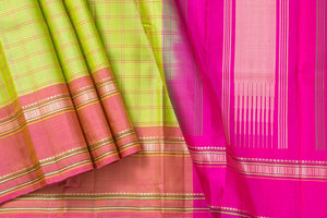 Green And Pink Kanchipuram Silk Saree Light Weight For Festive Wear PV KNN 224 - Silk Sari - Panjavarnam PV KNN 224