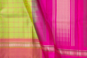 Green And Pink Kanchipuram Silk Saree Light Weight For Festive Wear PV KNN 224 - Silk Sari - Panjavarnam PV KNN 224