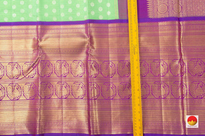 Green And Purple Kanchipuram Silk Saree With Medium Border Handwoven Pure Silk For Wedding Wear PV NYC 1026 - Silk Sari - Panjavarnam PV NYC 1026