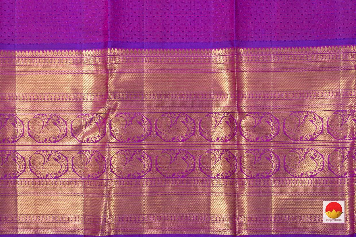 Green And Purple Kanchipuram Silk Saree With Medium Border Handwoven Pure Silk For Wedding Wear PV NYC 1026 - Silk Sari - Panjavarnam PV NYC 1026