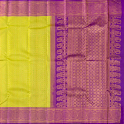 Green And Purple Kanchipuram Silk Saree With Medium Border Handwoven Pure Silk For Wedding Wear PV NYC 1221 - Silk Sari - Panjavarnam PV NYC 1221