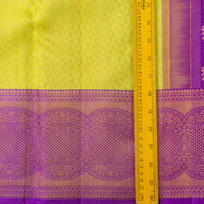 Green And Purple Kanchipuram Silk Saree With Medium Border Handwoven Pure Silk For Wedding Wear PV NYC 1221 - Silk Sari - Panjavarnam PV NYC 1221