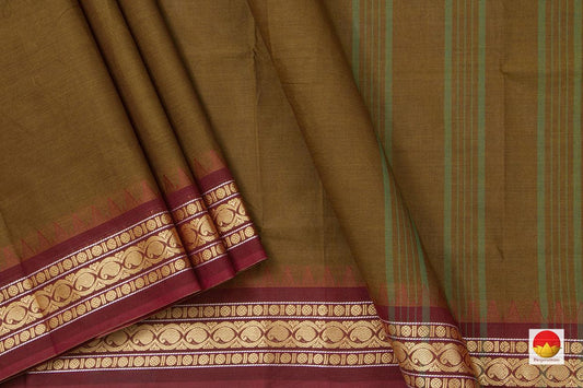 Green And Red Chettinad Cotton Saree For Casual Wear PV CC 139 - Cotton Saree - Panjavarnam