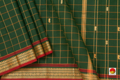Green And Red Chettinad Cotton Saree For Casual Wear PV SK CC 106 - Cotton Saree - Panjavarnam