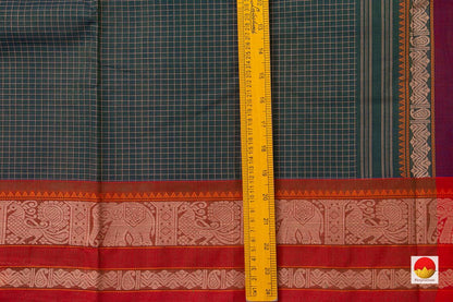 Green And Red Kanchi Cotton Saree For Office Wear PV KC 363 - Cotton Saree - Panjavarnam