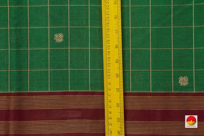 Green And Red Kanchi Cotton Saree For Office Wear PV KC 406 - Cotton Saree - Panjavarnam