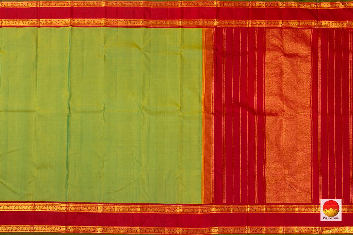Green And Red Kanchipuram Silk Saree Handwoven Pure Silk Pure Zari For Festive Wear PV J 3155 - Silk Sari - Panjavarnam
