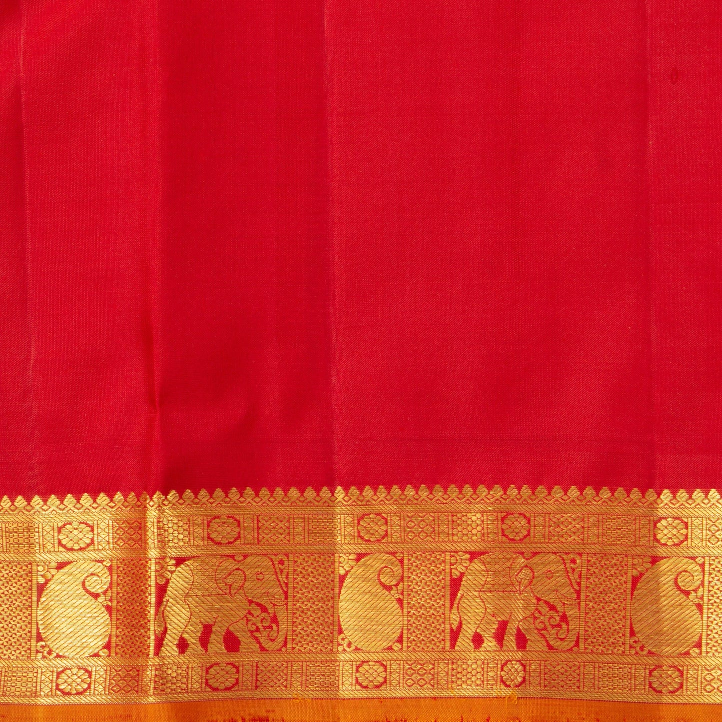 Green And Red Kanjivaram Silk Saree With Small Border Handwoven Pure Silk For Festive Wear PV J 2940 - Silk Sari - Panjavarnam PV J 2940