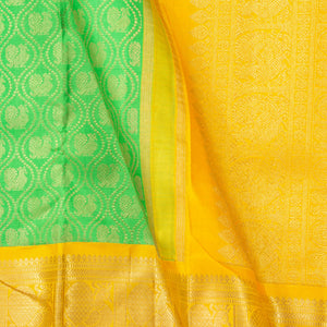 Green And Yellow Kanchipuram Silk Saree For Wedding Wear PV NYC 1381 - Silk Sari - Panjavarnam PV NYC 1381