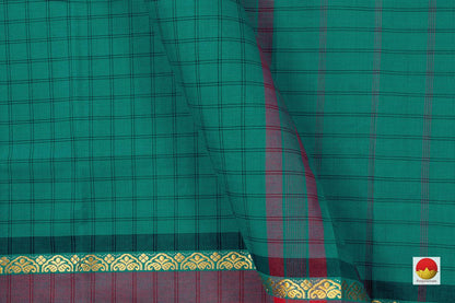 Green Checked Chettinad Cotton Saree For Casual Wear PV CC 143 - Cotton Saree - Panjavarnam PV CC 143