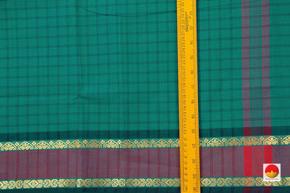 Green Checked Chettinad Cotton Saree For Casual Wear PV CC 143 - Cotton Saree - Panjavarnam PV CC 143