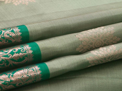 Green Handwoven Soft Silk Saree Pure Silk For Festive Wear PV KU 106 - Silk Sari - Panjavarnam PV KU 106