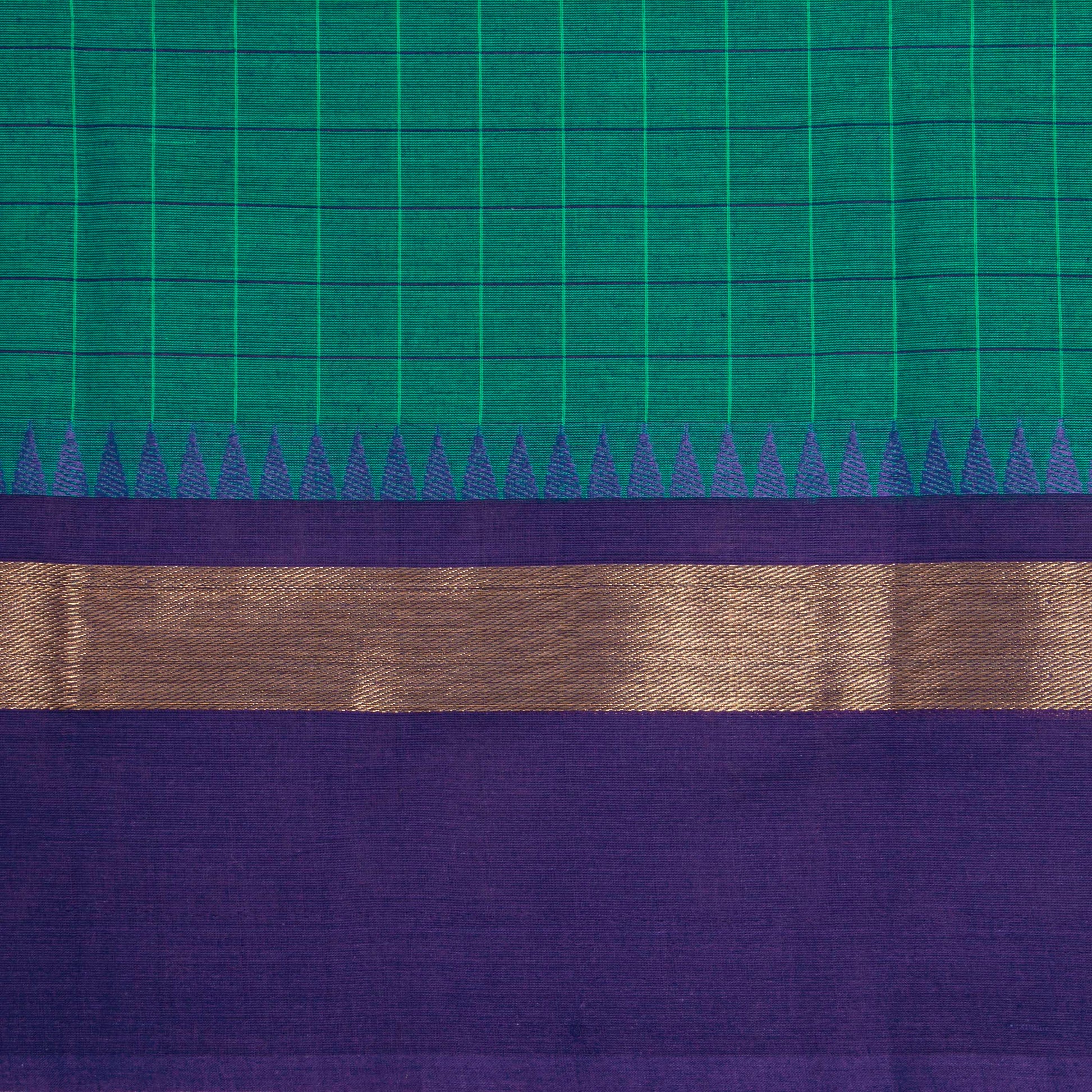 Green Kanchi Cotton Saree Ganga Jamuna Border PV MM KC 130 - Cotton Saree - Panjavarnam PV MM KC 130