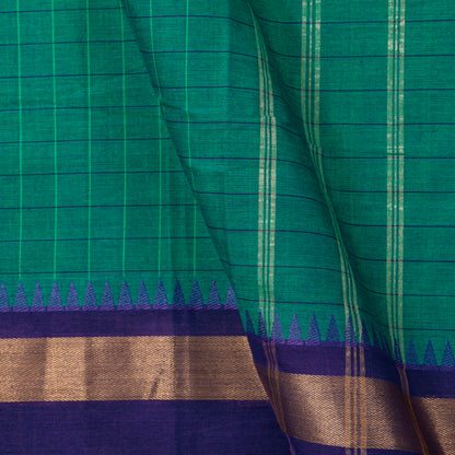 Green Kanchi Cotton Saree Ganga Jamuna Border PV MM KC 130 - Cotton Saree - Panjavarnam PV MM KC 130