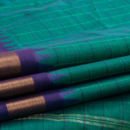 Green Kanchi Cotton Saree Ganga Jamuna Border PV MM KC 130 - Cotton Saree - Panjavarnam PV MM KC 130